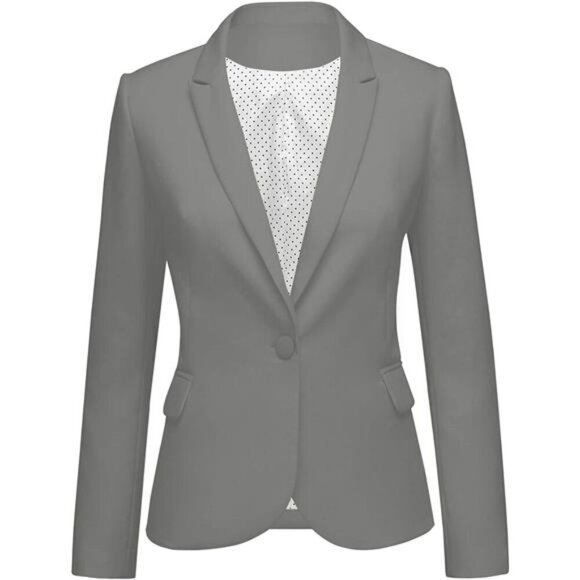 Women's Long Sleeve Formal Blazer Jacket Grey - Picture 1 of 4